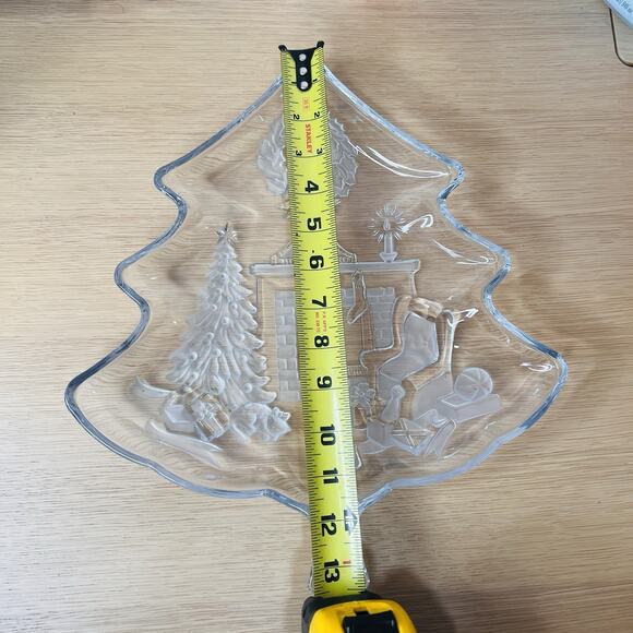 Glass Christmas Tree 13.5" Serving Dish Tray Decorative Plate by Studio Nova - Picture 2 of 6